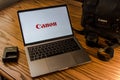 Canon logo on computer screen