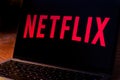 Netflix logo on laptop screen photograph Royalty Free Stock Photo