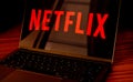 Netflix logo on laptop screen photograph Royalty Free Stock Photo