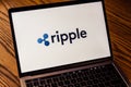 Ripple cripto currency logo on computer screen