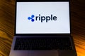 Ripple cripto currency logo on computer screen