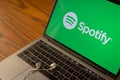 Spotify logo on computer screen