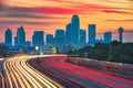 Dallas, Texas, USA downtown skyline and highway Royalty Free Stock Photo