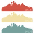 Dallas Texas USA Skyline Silhouette City Stamp Vector Color Vintage Set Logo Clip Art Illustration. Royalty Free Stock Photo