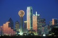 Dallas, TX skyline at night with Reunion Tower Royalty Free Stock Photo