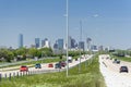 Dallas, TX/USA - circa April 2009: Downtown Dallas, Texas as seen from Interstate Highway 45 Royalty Free Stock Photo