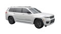 Dallas, USA. December 12, 2022. white Jeep Grand Cherokee L 2022 on a white background. A premium SUV car with an