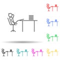 dally at work outline multi color style icon. Simple thin line, outline vector of lazy icons for ui and ux, website or mobile Royalty Free Stock Photo