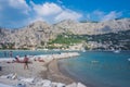 Dalmatia region, Croatia beach in sunny day in Omis town. Royalty Free Stock Photo