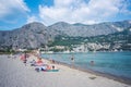 Dalmatia region, Croatia beach in sunny day in Omis town.