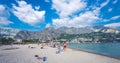 Dalmatia region, Croatia beach in sunny day in Omis town. Royalty Free Stock Photo