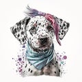 Pink Pastel Headband and Dalmatian Puppy: A Picture-Perfect Pair AI Generated Royalty Free Stock Photo