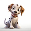 Dalmatian Cartoon Puppy 3d Pixar Style Dog Baby On White Background