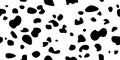 Dalmatian or cow seamless pattern. Animal print with black stains. Puppy, leopard or cheetah skin texture for fabric