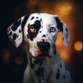 Dalmatian dog portrait with bokeh lights in background Royalty Free Stock Photo