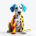 A dalmatian dog sitting on a white surface Royalty Free Stock Photo