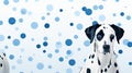 a dalmatian dog is standing in front of a wall