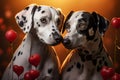 Dalmatian dogs share an endearing love, a display of canine connection