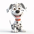 Dalmatian, fluffy funny cute dog 3d illustration on white, unusual avatar, cheerful pet