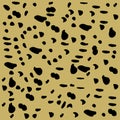 Dalmatian pattern. Horizontal background, black chaotic spots highlighted