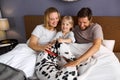 Dalmatian pet dog is the member of friendly caucasian family