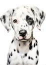 Dalmatian Puppy with Black Nose and Monochromatic Digital Drawin