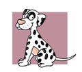 Dalmatian puppy dog wagging its tail Color illustration humorist button or icon for website