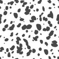 Dalmatian seamless pattern. Animal skin print. Dog and cow black dots on white background. Vector Royalty Free Stock Photo