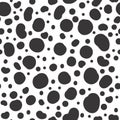 Dalmatian seamless pattern. Print with dots and spots. Animal skin texture vector background. Cow dog and leopard doodle