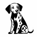 Dalmatian black icon on white background. Dalmatian silhouette