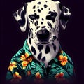 Dalmatian Surfer in Hawaii Shirt