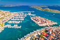 Dalmatian town of Tribunj and amazing turquoise archipelago aerial view Royalty Free Stock Photo