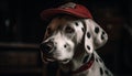 Dalmatian wearing cap