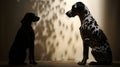 A Dalmatian and Weimaraner in Silhouette Royalty Free Stock Photo
