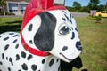 Dalmation dog painted Dala Horse wooden statue sits outside the Scandia Fire Department