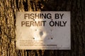 Dalry Angling Association sign warning of fishing by permit only, Scotland