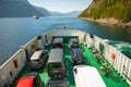 Dalsfjord, Norway - 25.06.2018: The Ferry transported cars on Dalsfjord, Norway Royalty Free Stock Photo