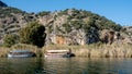 Famous king tombs of Kaunos. Turkey. There are dozens of tombs carved into the rocks around Dalyan and its surroundings.