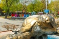 DALYAN, TURKEY: A fountain with a monument to Turtles and colorful letters of the name DALYAN and heart.