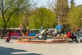 DALYAN, TURKEY: A fountain with a monument to Turtles and colorful letters of the name DALYAN and heart.