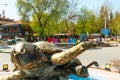 DALYAN, TURKEY: A fountain with a monument to Turtles and colorful letters of the name DALYAN and heart.