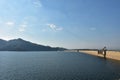 Dam with blue sky and cloudes Royalty Free Stock Photo