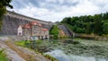 Dam on Bobr river and hydroelectric water power station in Pilchowice