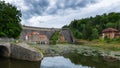 Dam on Bobr river and hydroelectric water power station in Pilchowice in Poland