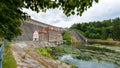 Dam on Bobr river and hydroelectric water power station in Pilchowice in Poland