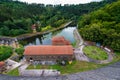 Dam on Bobr river and hydroelectric water power station in Pilchowice in Poland