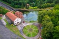 Dam on Bobr river and hydroelectric water power station in Pilchowice in Poland