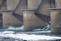 Dam cleansing water in Moscow in winter Royalty Free Stock Photo