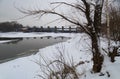 Dam cleansing water in Moscow in winter Royalty Free Stock Photo