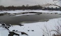 Dam cleansing water in Moscow in winter Royalty Free Stock Photo